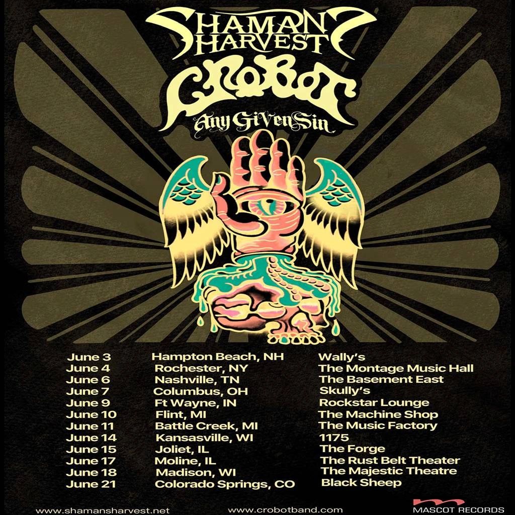 Shaman's Harvest, Crobot & Any Given Sin Announce Tour Together